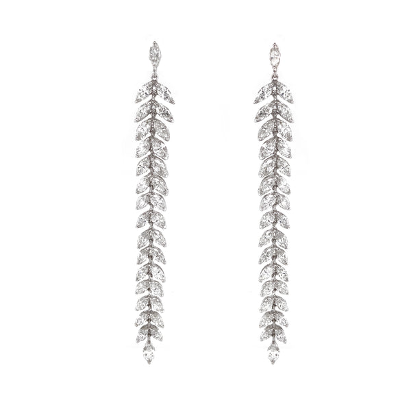 Marquise Cut Diamonds 12.57 Carat 18k Karat Gold Dangling Drop Earrings