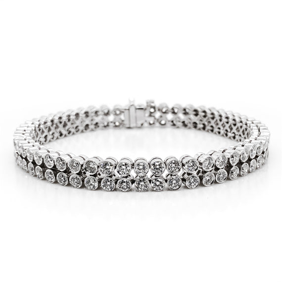 Round natural diamonds 8.59 carat dual row tennis platinum bracelet