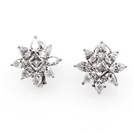 GIA Certified emerald cut diamonds 1.87 carat flower platinum earrings