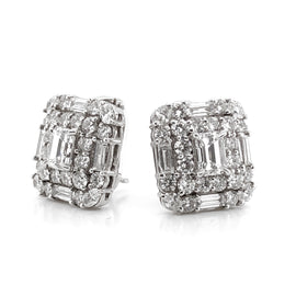 GIA Certified emerald cut diamonds 2.02 carat platinum earrings