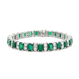Zambian emeralds 14.9 carat round diamonds 3.39 ct platinum bracelet