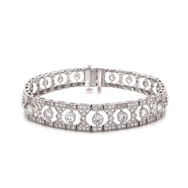 Art Deco Inspired Round Cut Diamonds 6.12 Carat Platinum Bracelet
