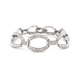 Art Deco Inspired Round Cut Diamonds 6.21 Carat Platinum Chain Bracelet