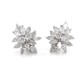 Pear Cut Cluster Diamonds 10.63 Carat Platinum Earrings