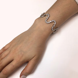 Playful Contemporary Round Cut Diamonds 9.35 Carat Platinum Bracelet