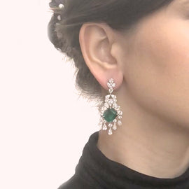 Certified Colombian Emerald Cut Emerald 11.39 Carat Drop Chandelier Platinum Earrings