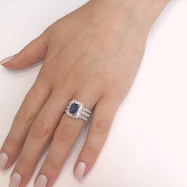 Ceylon sapphire 1.98 carat diamonds 2.12 ct platinum cocktail ring